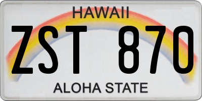 HI license plate ZST870