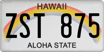 HI license plate ZST875