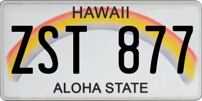 HI license plate ZST877