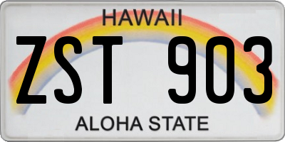 HI license plate ZST903