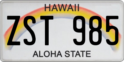 HI license plate ZST985