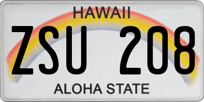 HI license plate ZSU208