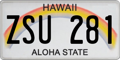 HI license plate ZSU281