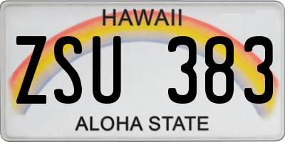 HI license plate ZSU383