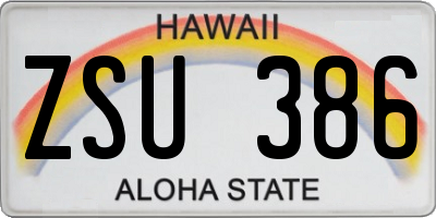 HI license plate ZSU386