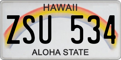 HI license plate ZSU534