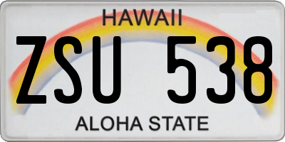 HI license plate ZSU538