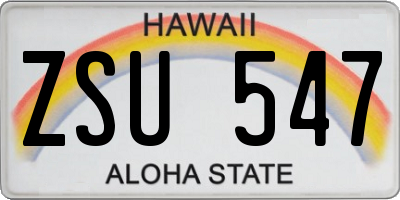 HI license plate ZSU547