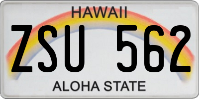 HI license plate ZSU562