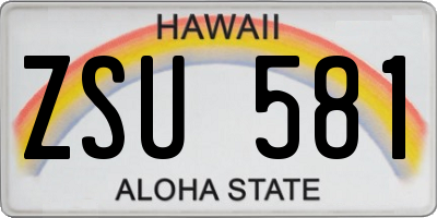 HI license plate ZSU581