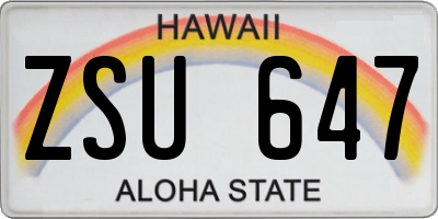HI license plate ZSU647