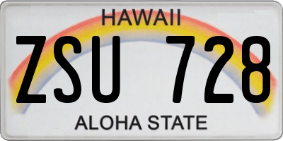 HI license plate ZSU728