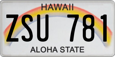 HI license plate ZSU781