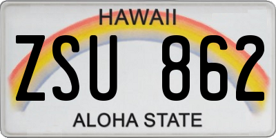 HI license plate ZSU862