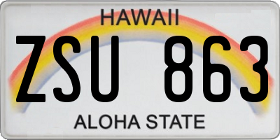 HI license plate ZSU863