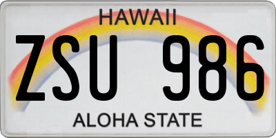 HI license plate ZSU986