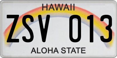 HI license plate ZSV013