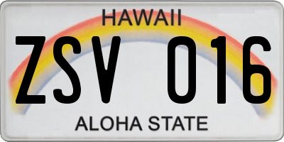 HI license plate ZSV016