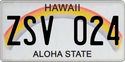 HI license plate ZSV024