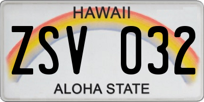 HI license plate ZSV032
