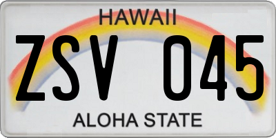 HI license plate ZSV045