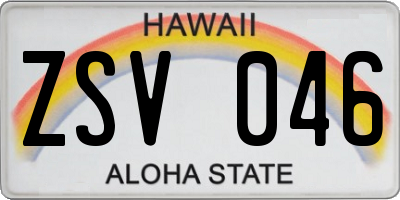 HI license plate ZSV046