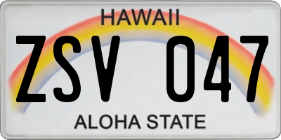 HI license plate ZSV047