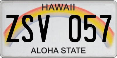 HI license plate ZSV057