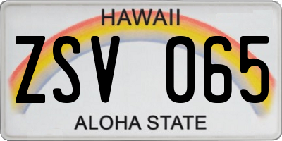 HI license plate ZSV065