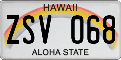 HI license plate ZSV068