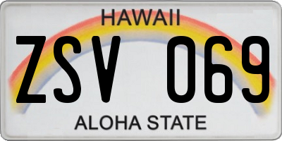 HI license plate ZSV069