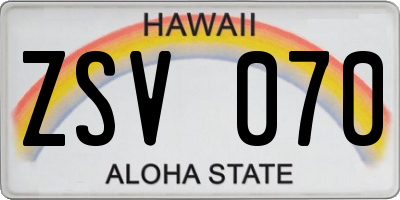 HI license plate ZSV070