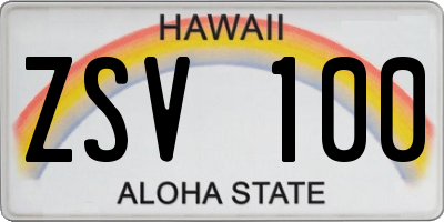 HI license plate ZSV100