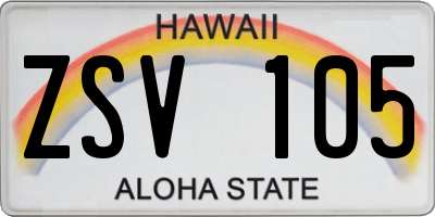 HI license plate ZSV105