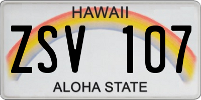 HI license plate ZSV107