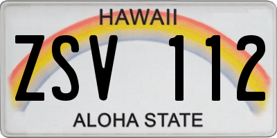HI license plate ZSV112