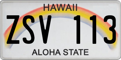 HI license plate ZSV113