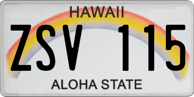 HI license plate ZSV115