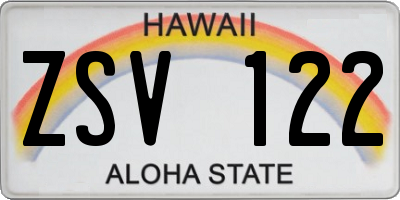HI license plate ZSV122