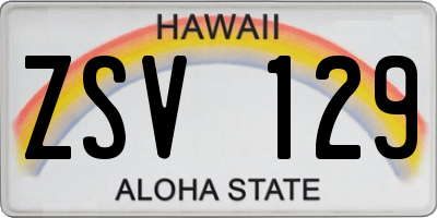 HI license plate ZSV129