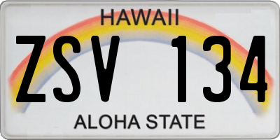 HI license plate ZSV134