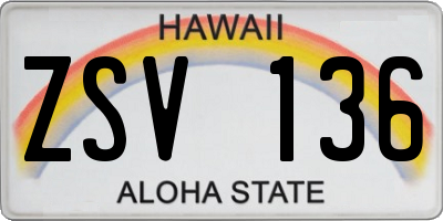 HI license plate ZSV136