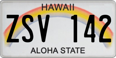 HI license plate ZSV142