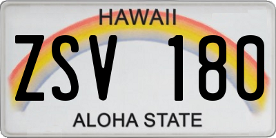 HI license plate ZSV180