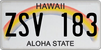 HI license plate ZSV183