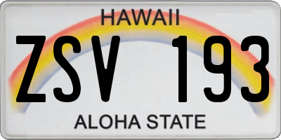 HI license plate ZSV193