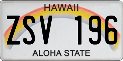 HI license plate ZSV196