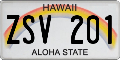 HI license plate ZSV201