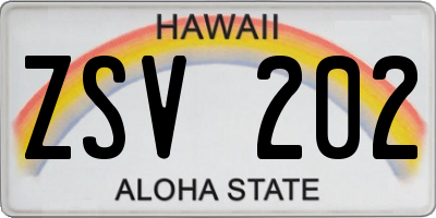HI license plate ZSV202