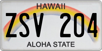 HI license plate ZSV204